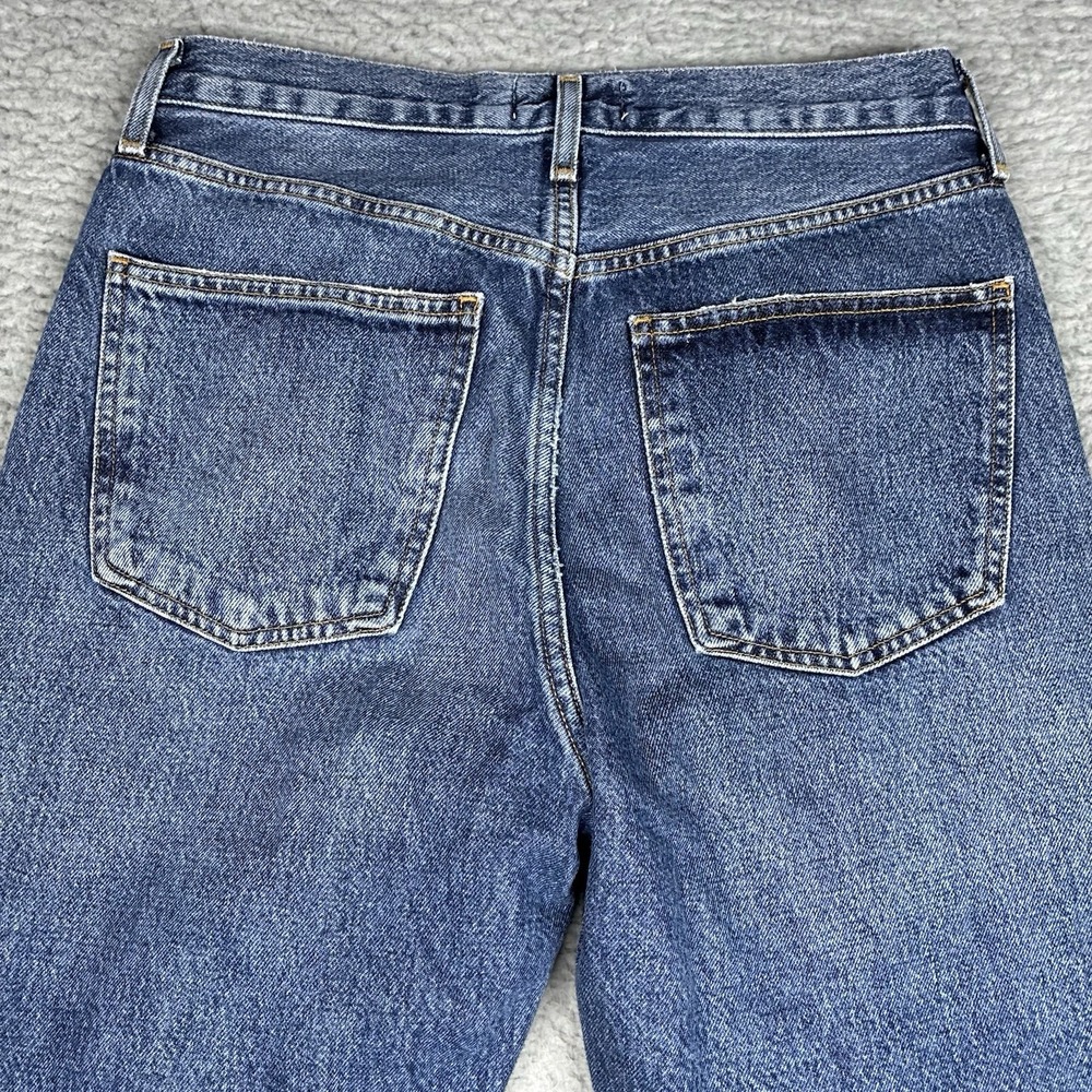 AGOLDE Fran Jeans Women's 25 Blue Straight Leg High Rise Distressed Button Fly - Picture 11 of 16